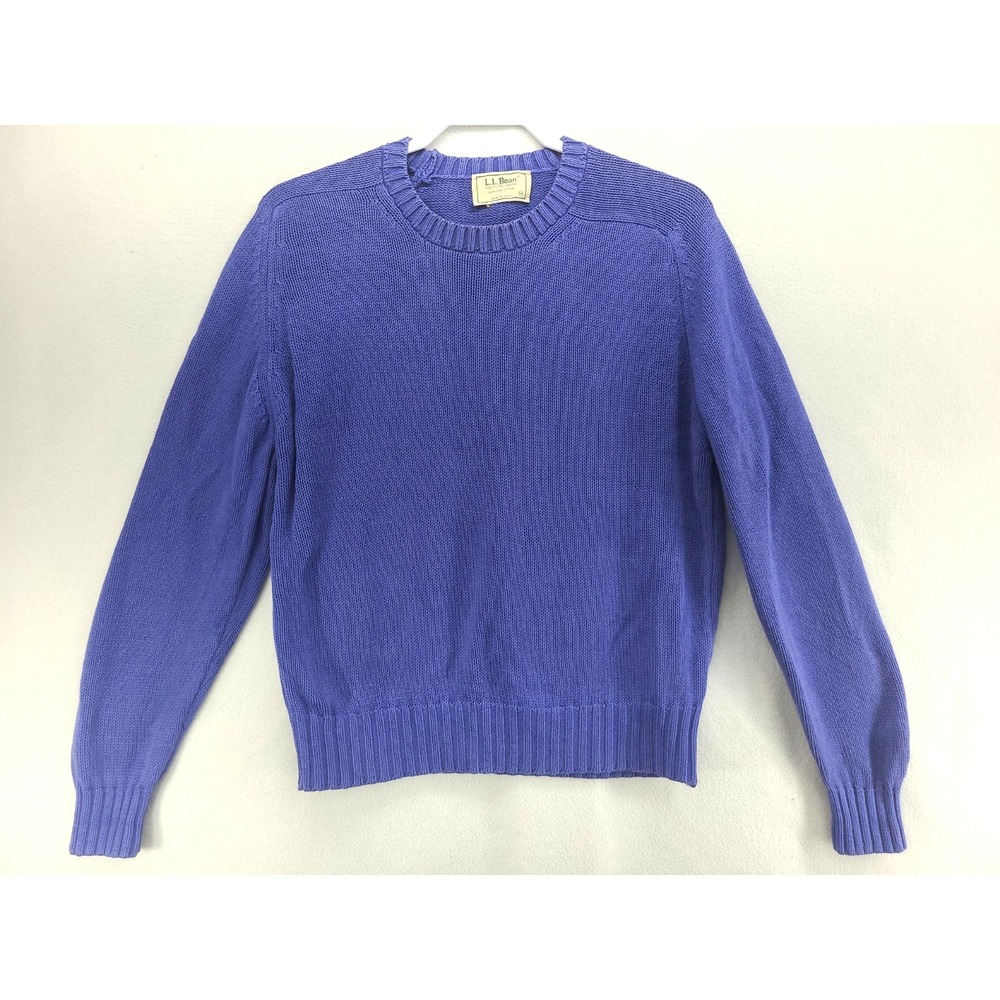 Vintage LL Bean Crewneck Sweater Womens Sz M Made in USA Ski Lodge 100% Cotton